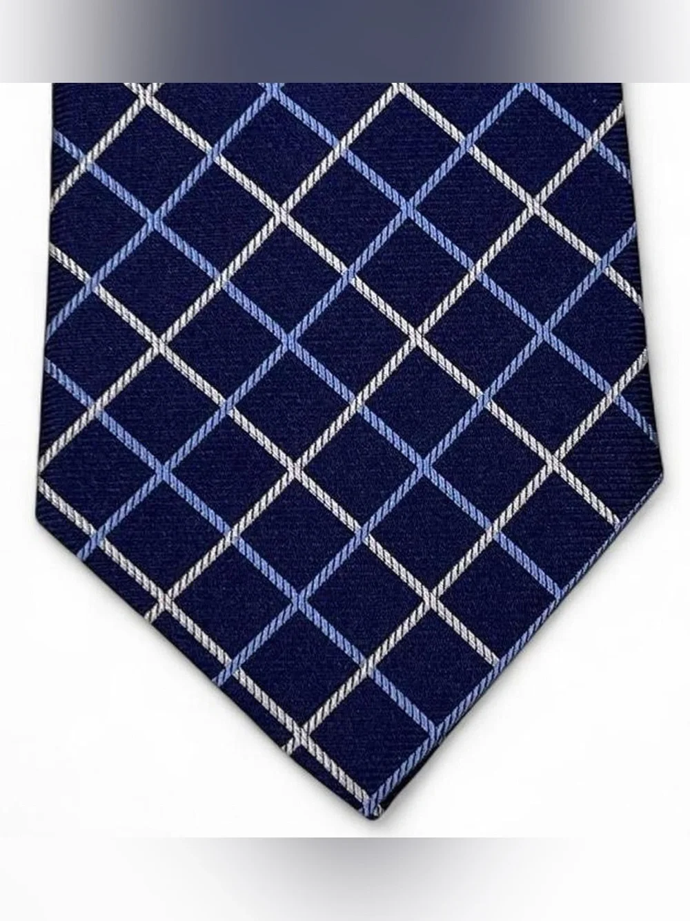 Brooks Brothers Makers Pure Silk Navy Blue w/White & Blue Design Tie L57